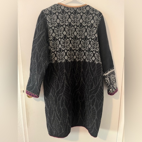 Kauni Design Wool Jacket Sweater Long Felted Butterfly Zip Danish Winter L - Picture 7 of 16